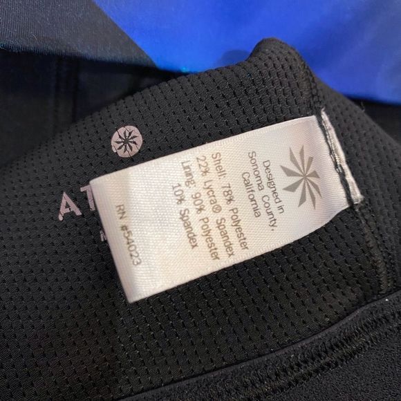 Athleta Sport Bra Keyhole Back‎ Reflective Logo Geometric Black Blue Size S - Picture 5 of 10